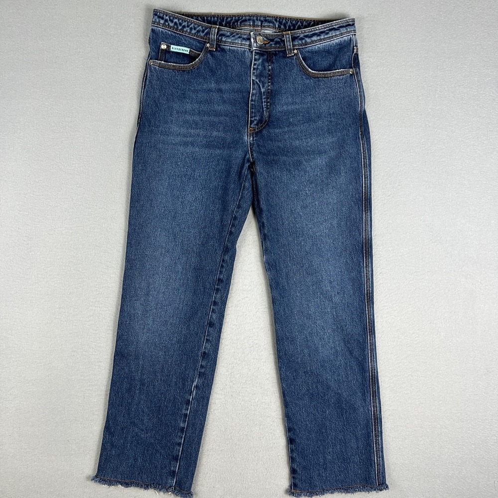 ALEXACHUNG Jeans Womans Fit 33x28.5 Straight Leg Raw Hem Denim Made‎ in Italy